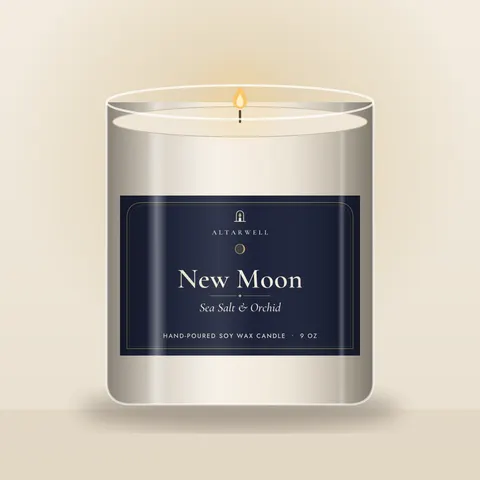 New Moon candle, Sea Salt & Orchid, 9 oz jar
