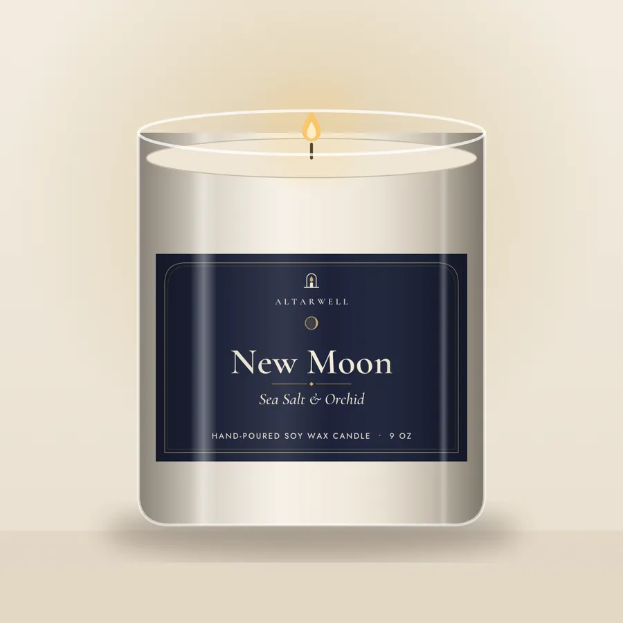 AltarWell New Moon candle in a 9 oz glass jar